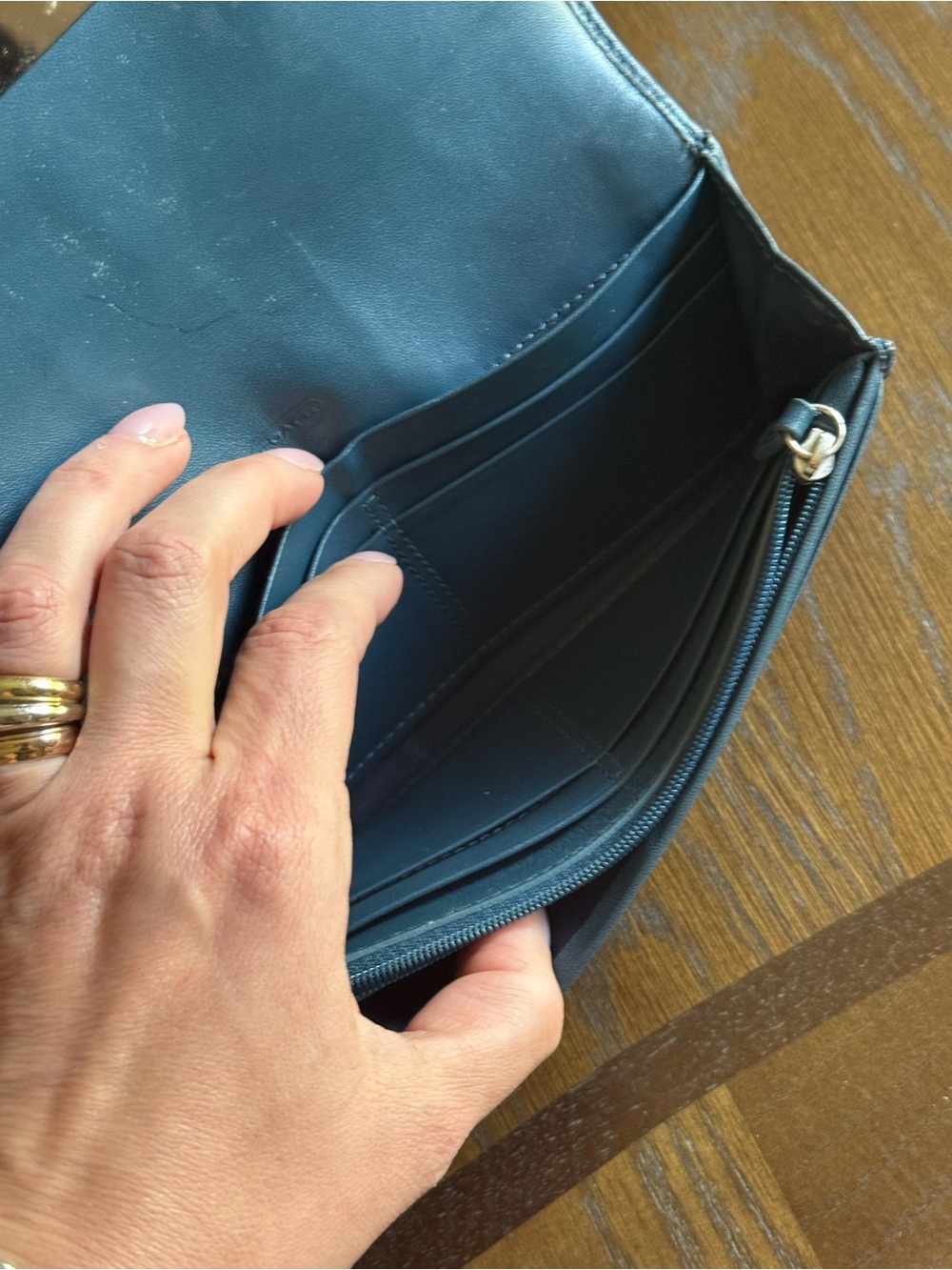COACH Kristin Blue Smoke Leather Slim Envelope Wallet - Picture 6 of 6